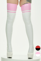 Sexy Thigh Stockings Shiny Color Matching PU Elastic Shaping Stretchy Thigh High Socks