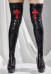 Halloween Black Red Cross Pattern Thigh High Faux Leather Stockings Gothic Nun Sister Costume Accessory Shiny PU Elastic Over Knee Socks 1 Pair