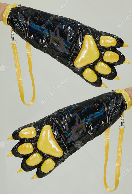 Shiny PU Leather Paw Gloves Cosplay Accessory Three-Dimensional Large Cat Paw