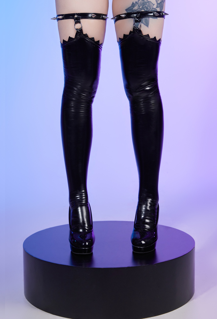 Gothic Leg Socks Accessory Rivet Leather Stockings