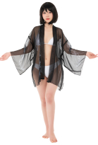 Gothic Dark Style Haori Cover-up with Skeleton Pattern Summer Kimono Cardigan