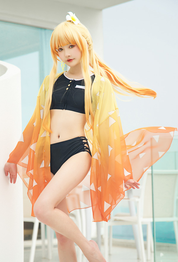 Miccostumes Swimsuits Anime Haori Sommer Gradient Cosplay Chiffon Haori