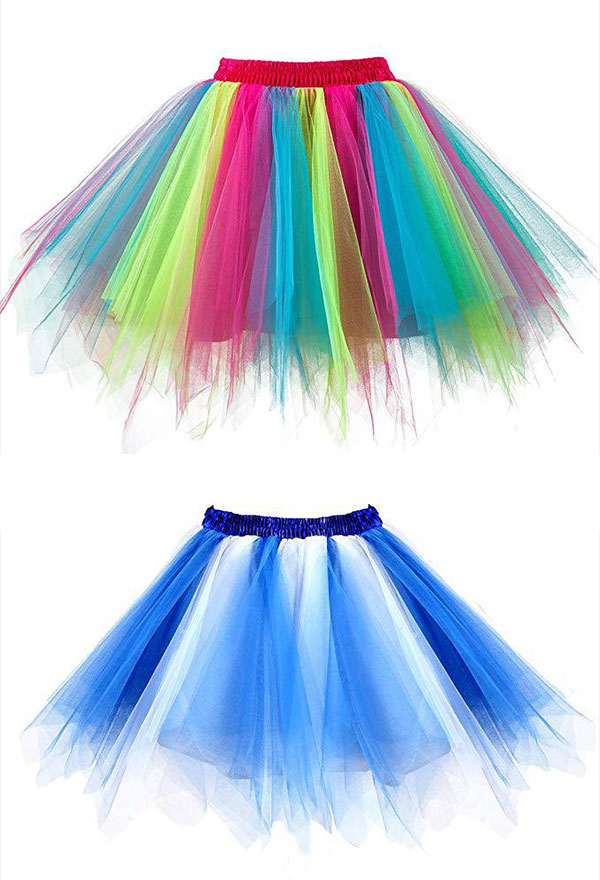Rainbow Puffy Tutu Layered Colorful Sexy Party Skirts Tulle Petticoat Skirt B