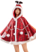Christmas Hooded Cloak Santa Pattern Plaid Poncho Cape Coat for Women