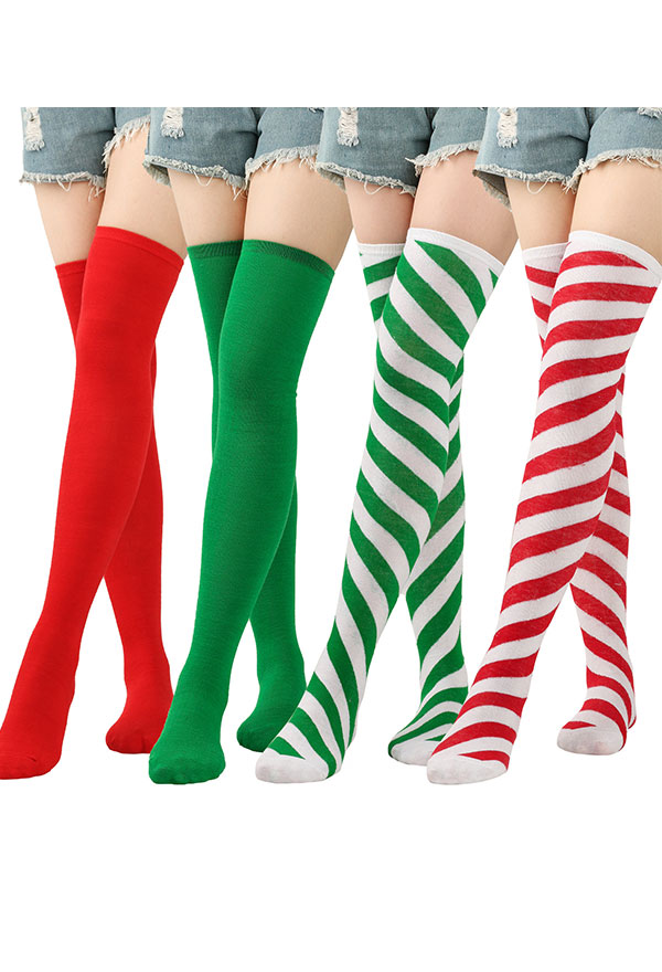 Christmas Women Thigh High Socks - Over Knee Thigh High Stockings