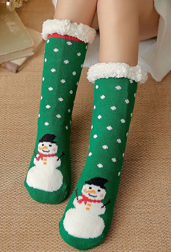 Christmas Women Kawaii Non Slip Socks Fuzzy FleeceLined Warm Floor