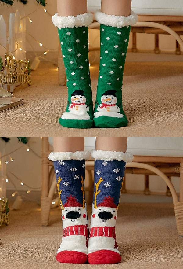 Christmas Women Kawaii Non Slip Socks - Fuzzy Fleece-Lined Warm Floor Socks