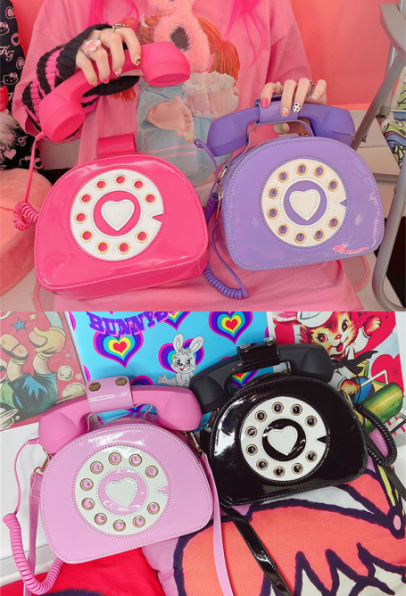 Harajuku Y2K Handbag Vintage Kawaii Telephone Shaped Shoulder Bag