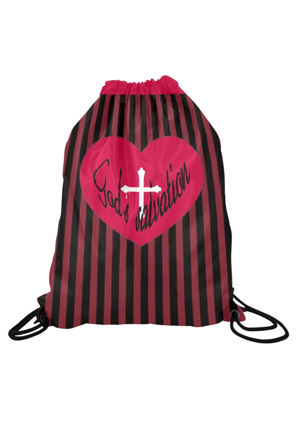 Drawstring Backpack Stripe Heart Cross Sports Sackpack String Bag Top Quality Sackpack for Sale