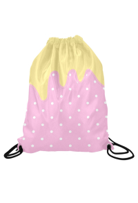 Drawstring Backpack Milkshake Polka Dot Printed Sports Sackpack String Yoga Gym Bag