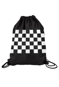 Drawstring Backpack Black and White Grid Printed Sports Sackpack String Yoga Gym Bag