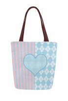 Alice Striped Diamond Heart Canvas Bag Reusable Shopping Tote Bag Large Beach Bag