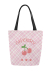 Pink Plaid Canvas Bag with Cherry Print Beach Bag Tote Bag for Vacation Shopping