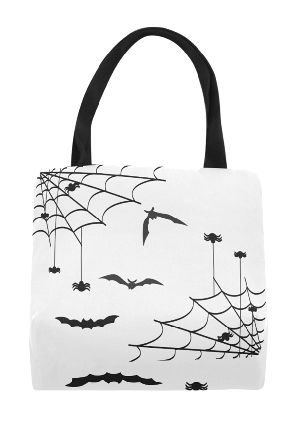 Sac en Toile Blanc à Motif de Toile d'araignée Canevas Grand Sac Portable