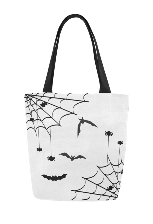 Sac en Toile Blanc à Motif de Toile d'araignée Canevas Grand Sac Portable