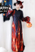 Dark Gothic Witch Dress Grim Reaper Flame Hooded Robe Hell Demon Cosplay Costume for Halloween and Party