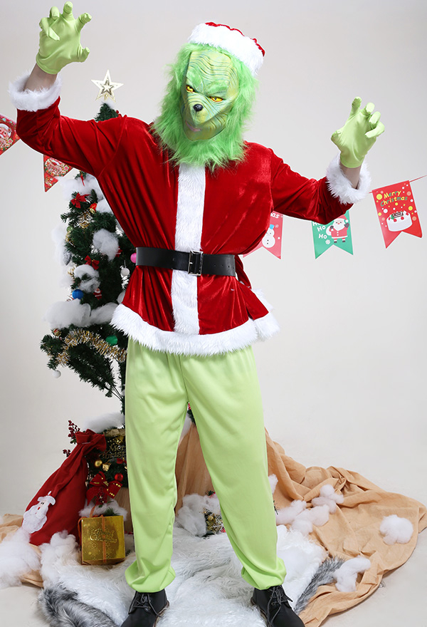 Costume de Performance Cosplay Père Noël Tenue pour Homme Partie Noël