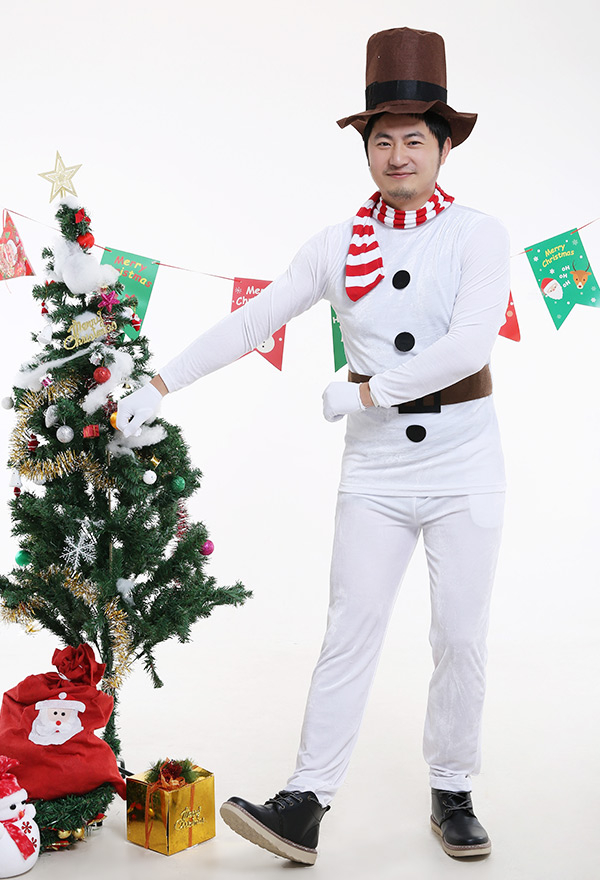 Männer Weihnachten Süß Schneemann Weihnachtsmann Cosplay Kostüm mit Hut