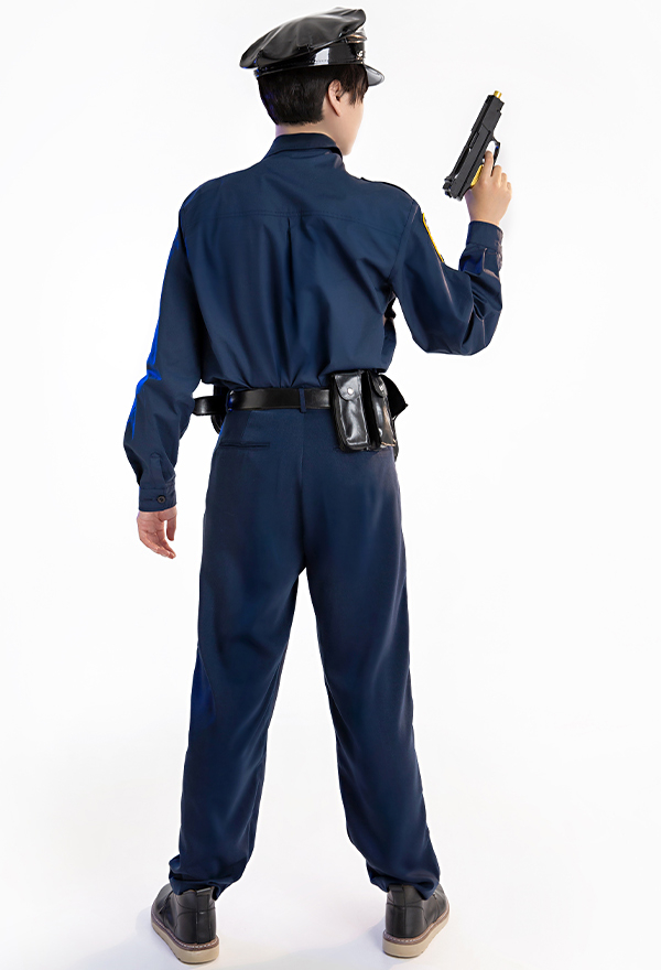 police警察グッズコスチューム 白シャツ 長袖 ポリスコスチューム セット (白シャツ、黒スカート、警察帽子