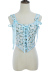 Mittelalterliches Renaissance Korsett Oberteil  Blumen 16. Jahrhundert Blaue Schnür Camisole Überbrust Bustier