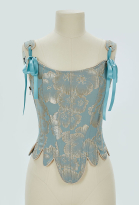 Medieval Renaissance Floral Pattern Corset Top 17th Century Lace-Up Overbust Boned Bustier