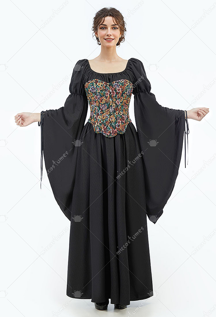 Corsé Medieval Para Mujer - Estampado Floral, Con Cordones, Estilo Renacentista, Moldeador De Cintura