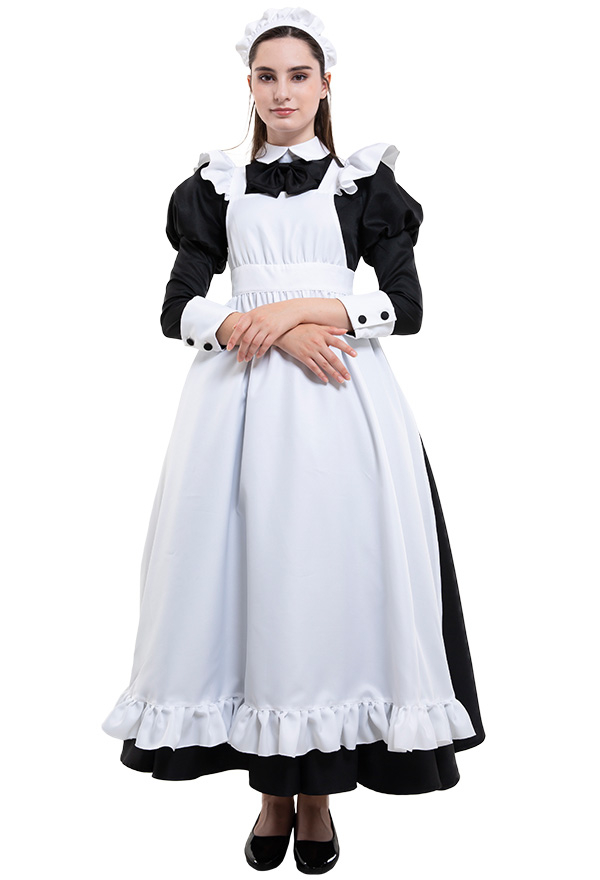 Costume Classique de Cosplay Robe de Soubrette Longue avec Coiffe Katyusha et Jupon