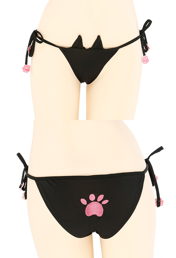 Damen Stickerei Katze Hohl Katze Mädchen Unterwäsche Dessous Set Badeanzug Anime Cosplay Kostüm