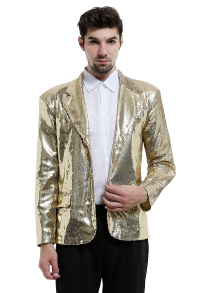 Shiny Sequins Suit Men's 70s Golden Disco Jacket Blazer Tuxedo for Party Prom Halloween