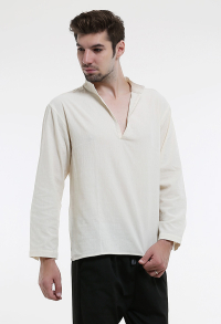 Miccostumes Mens Renaissance Medieval Shirt V Neck Long Sleeve Pirate Top
