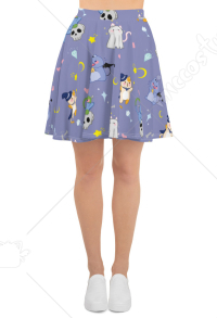 Miccostumes Jupe Courte pour Femme Motif Chat Fantôme Taille Haute Style A Line