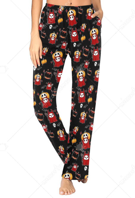 Halloween Pajama Pants Pumpkin Demons Prints Homewear Women Loungewear
