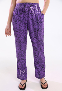 Miccostumes Pajama Pants Purple Butterfly Web Prints Homewear Women Loungewear
