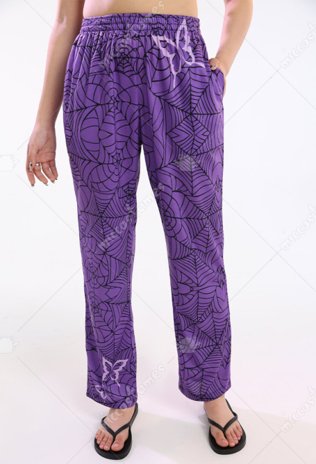 Miccostumes Pajama Pants Purple Butterfly Web Prints Homewear Women Loungewear