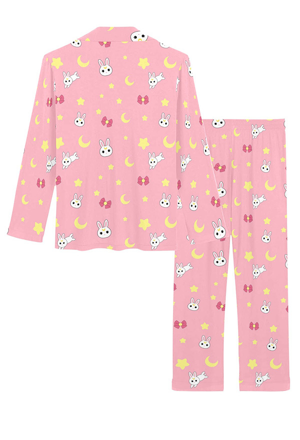 Pyjamas Deux Pièces Femme Set Top Pantalon de Nuit Dérivé Tsukino Usagi Manche Longue