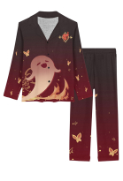 Hu Tao Derivative Women Pajama Set Ghost Long Sleeve and Pants 2 Piece Nightwear