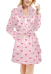 Miccostumes Kimono Robes Pink Heart Prints Nigntgowns for Women