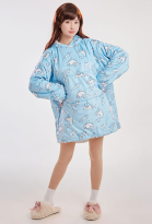 Miccostumes Women’s Oversized Wearable Blanket Shark Print Hoodie Warm Hooded Snuggy Blankets with Sleeves