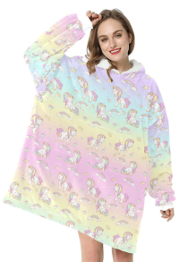 Miccostumes Women Oversized Blanket Hoodie Unicorn Prints Wearable Blanket Sweatshirt