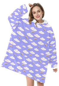 Miccostumes Women Oversized Blanket Hoodie Clouds Prints Wearable Blanket Sweatshirt