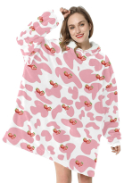 Miccostumes Women Oversized Blanket Hoodie Strawberry Milk Prints Wearable Blanket Sweatshirt