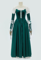 Retro Renaissance Dress Set Vintage Medieval Dress with Corset and Half Skirt