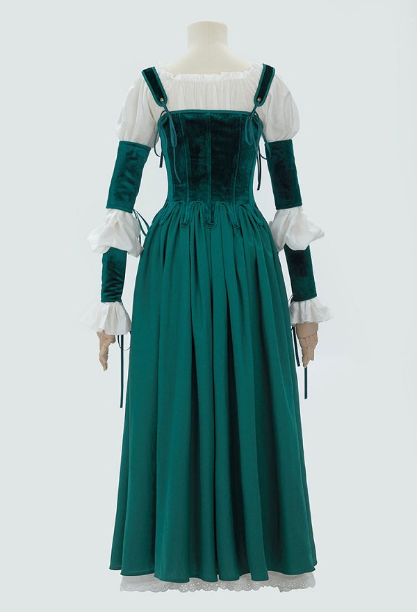 Mittelalterliches Gotisches Kleid Mit Korsett – Vintage Design, Aus Polyester, Für Renaissance & Karneval