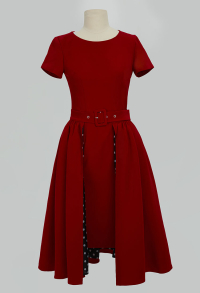 Women 1940s Vintage Dress Set Retro Slim Fit Dress with Removable Polka Dot Skirt