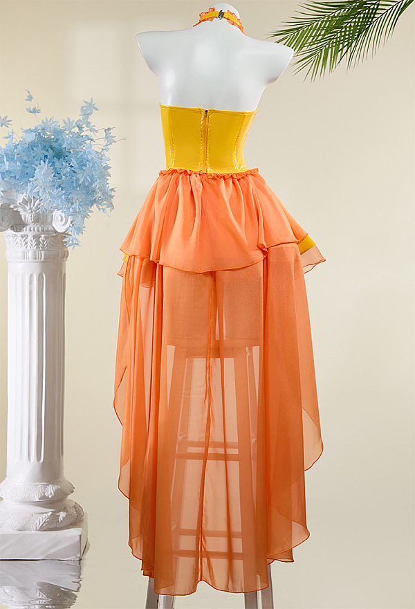 My Other Me Disfraz Hindú Mujer – Top Corto Con Mangas, Falda Larga Rosa Con Ribete Dorado Y Chal Naranja Con Bordes Dorados, Elegancia Exótica