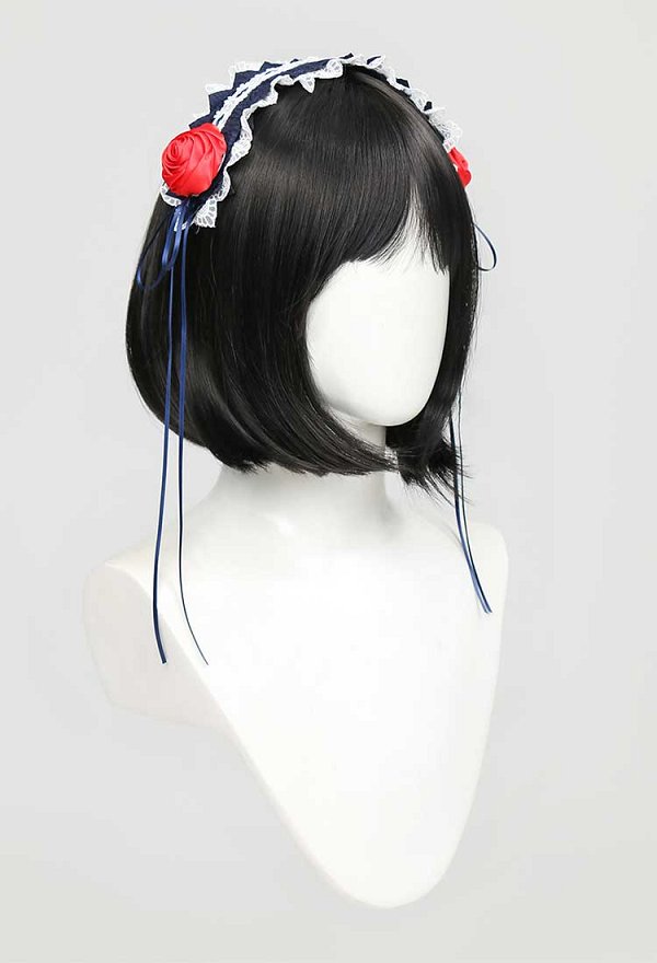 2 Stück Lolita Spitzen-Stirnbänder – Mit Fliege & Blumen, Schwarz & Rot, Für Cosplay, Anime-Partys & Festliche Anlässe