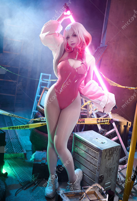 Astrum Design Mask Girl Luna Cosplay Costume Pink Bodysuit with Coat Stockings Mask