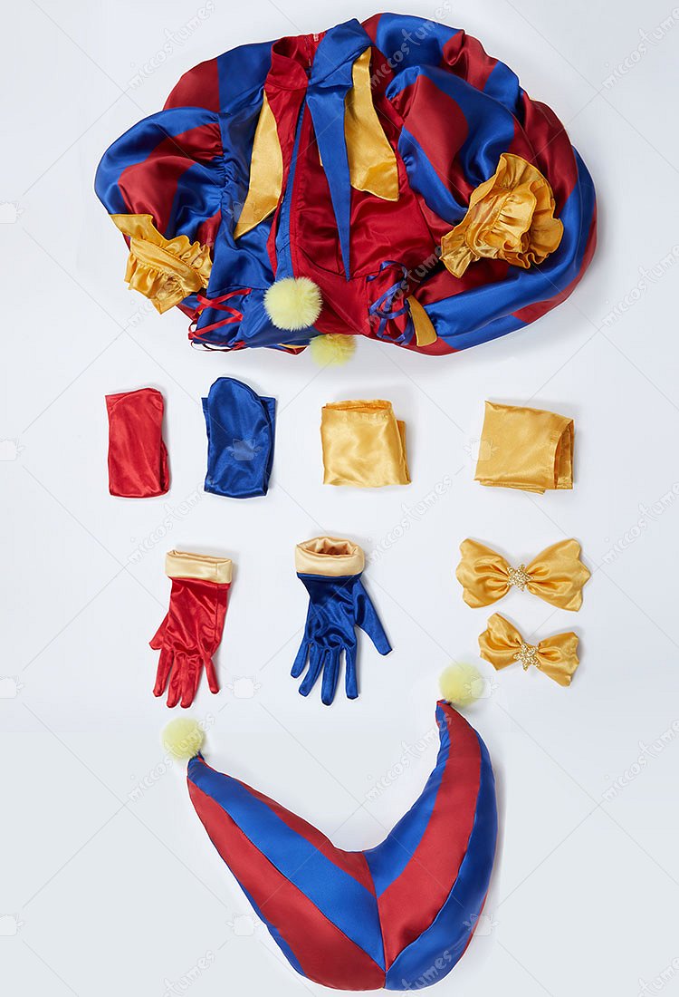 Costume De Clown Effrayant Pour Femme/enfant - Poncho, Col En Tulle, Ballons, Gants (ensemble 8 Pièces)