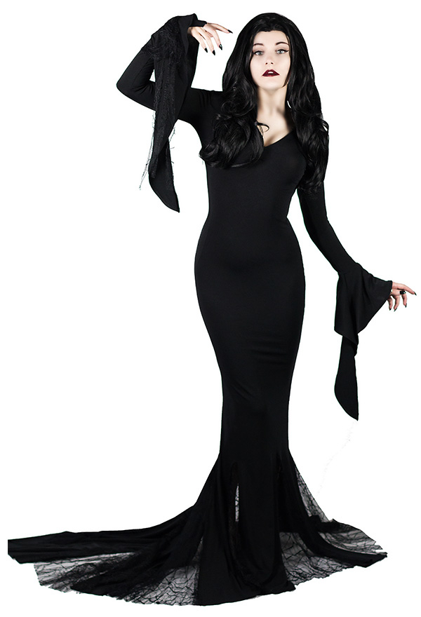 The Addams Family Morticia Addams Dress Cosplay Costume for Halloween