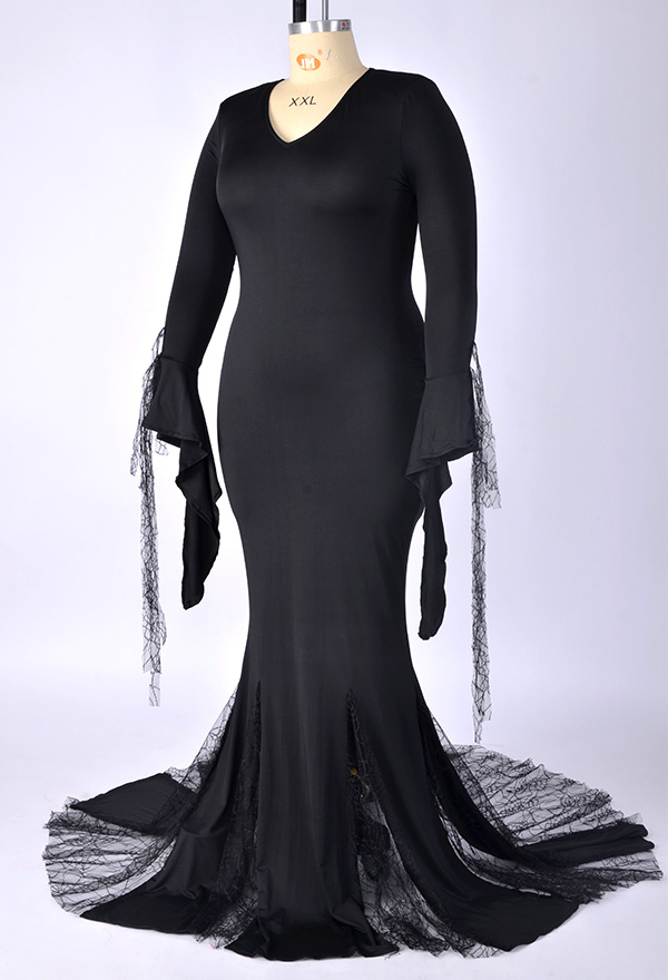 Disponibile) Morticia Addams Costume Cosplay Plus Size Morticia